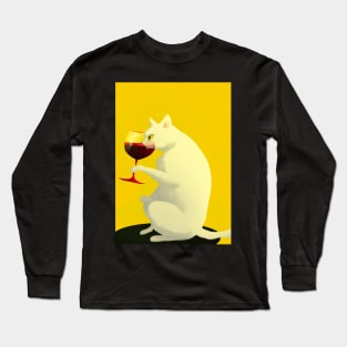 Cat with Wine Long Sleeve T-Shirt
